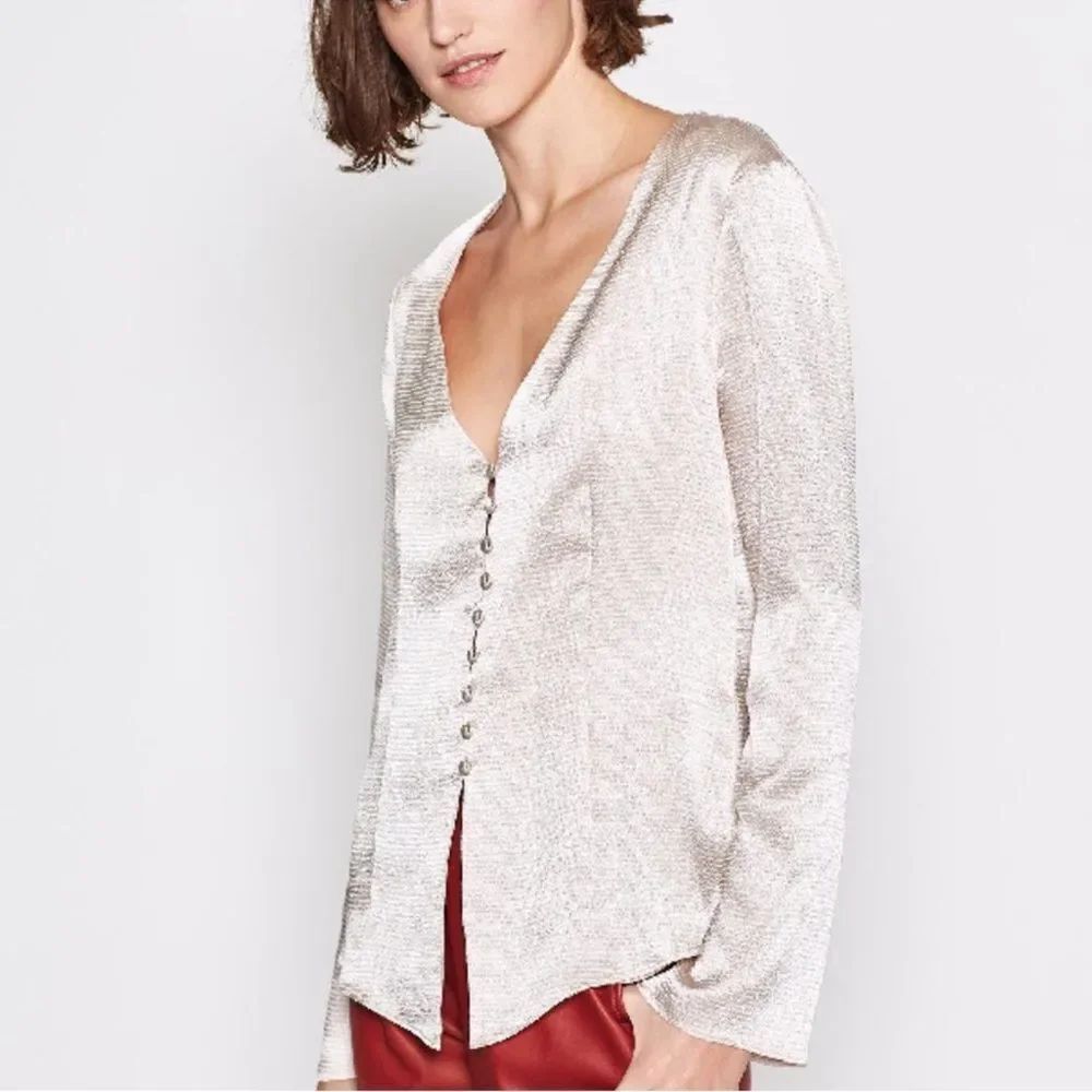 STUNNING Joie NWT Textured Loop Button V-Neck Dress  Blouse